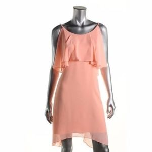BCBGeneration Orange Peach Chiffon Evening Dress M